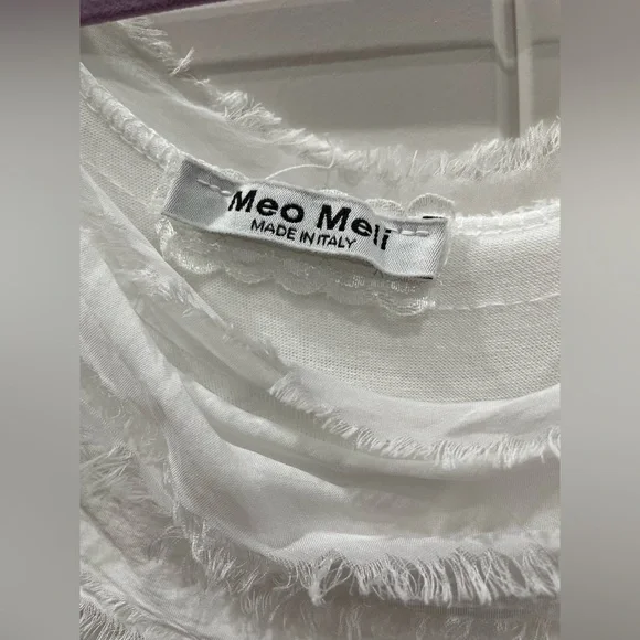 Meo Meli Ombre Blue and White Silk Tiered Midi Dress One Size Fits Most - Picture 2 of 4